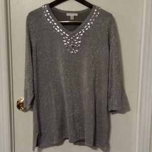 JM CollectionTop/Gems/Silver/Glittery/Plus size 2X